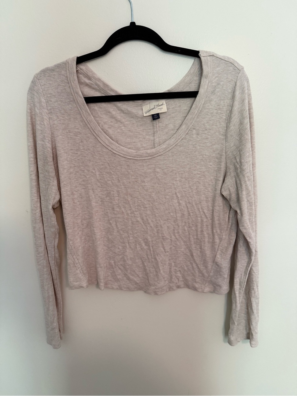 Universal Thread Light Beige Scoop Neck Long Sleeve Top